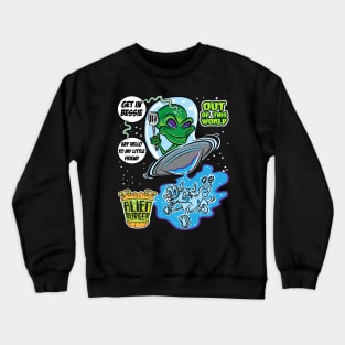 Alien Cow Abduction by an extraterrestrial in a UFO with a spatula Crewneck Sweatshirt